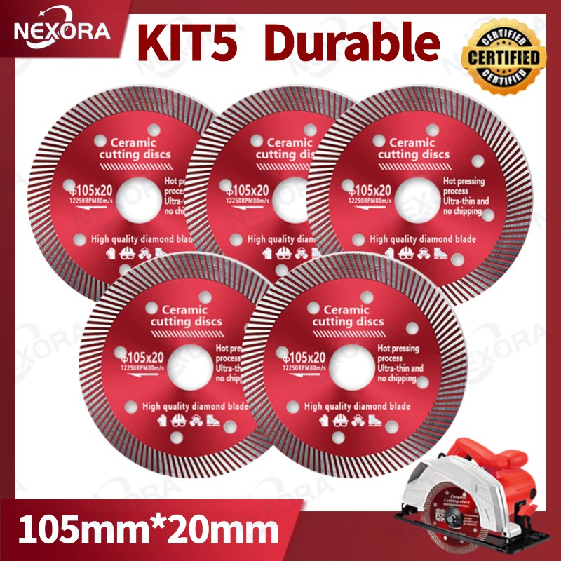 KIT5/3/2 Disco de Corte Diamantado Porcelanato 105 mm x 20 mm Alta qualidade e forte