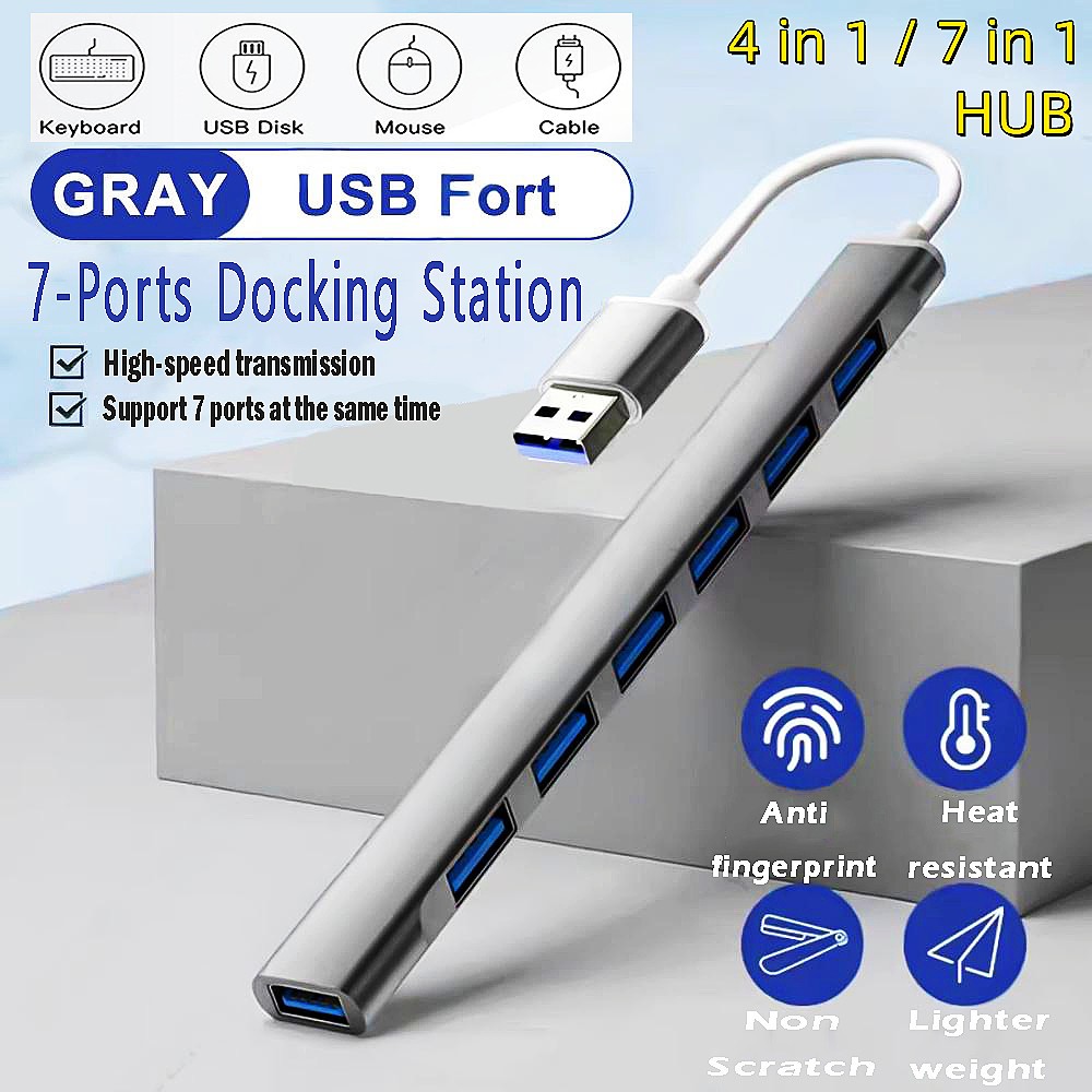 Hub USB Tipo C De Alta Velocidade 3.0 Porta 7 Porta 4 Multi Splitter Adaptador OTG Para Computador Portátil