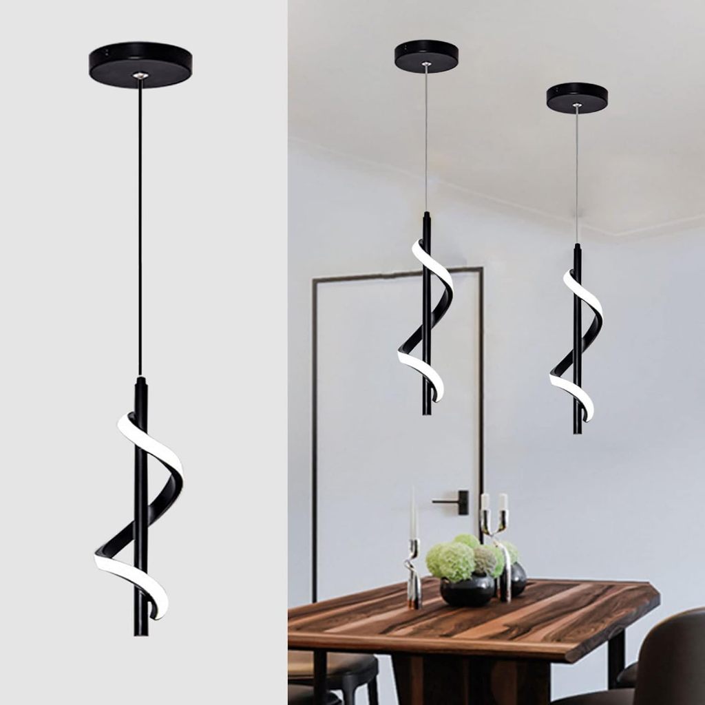 Lustres LED Modernos e Minimalistas com 3 Cores de Luz Dourado/Preto para Sala, Quarto e Cozinha