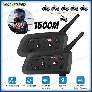 V6 Plus Mais Fone De Ouvido Intercomunicador De Capacete De Motocicleta Bluetooth Com Int…