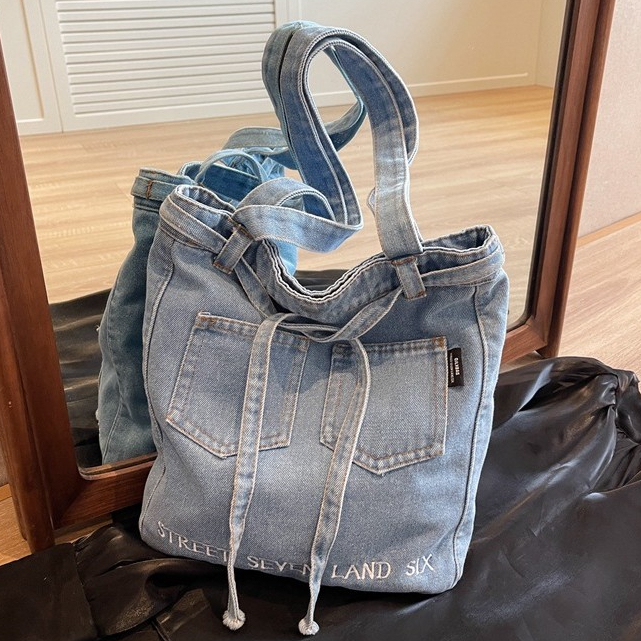 Bolsa jeans feminina novo estilo bolsa de ombro feminina grande capacidade bolsa de lona