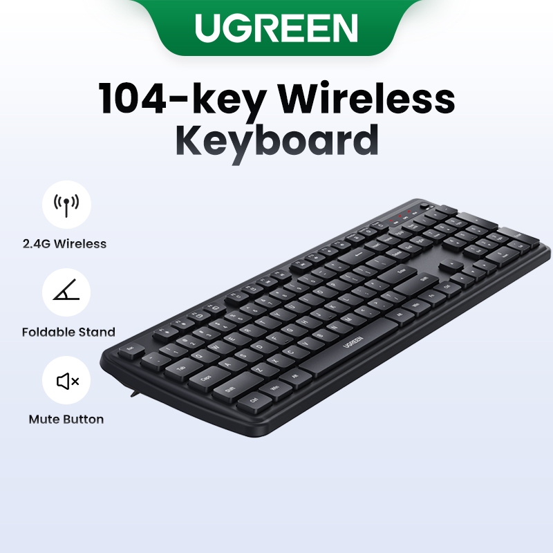 Teclado Slient Sem Fio UGREEN 2.4G Design Ergonômico Transmissão 10M 104 Teclas Suporte Dobrável Botão Mudo Para MacBook em Oferta na Shopee
