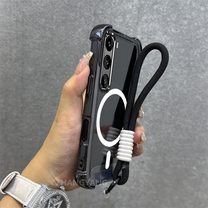 Capa Para infinix hot 50 60 60i Pro Plus Galvanoplastia De Telefone anti-Queda Estética Novo Anel De Sucção Magnética de em Oferta na Shopee