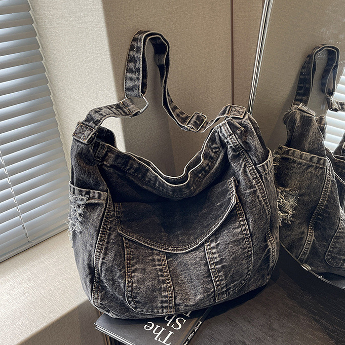Nova bolsa de ombro de grande capacidade bolsa mensageiro bolsa jeans bolsa de lona