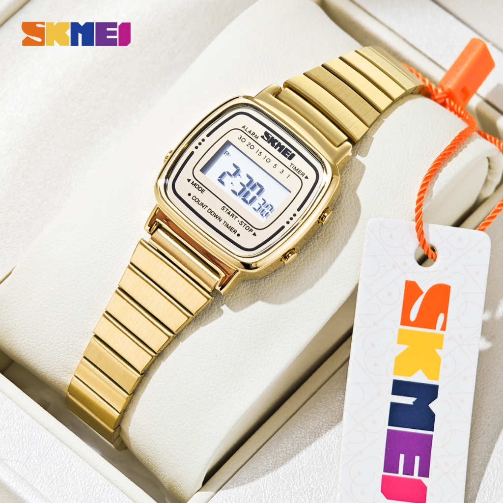 SKMEI 1901 Luxury Women vintage LED Digital Watches De Pulso Com Pulseira De Aço Inoxidável À Prova D'água em Oferta na Shopee