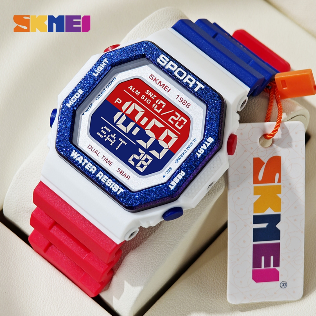 SKMIE Relógios Oficiais 1988 Masculinos Tendência Da Moda Eletrônicos De Exibição Única Relógio Digital