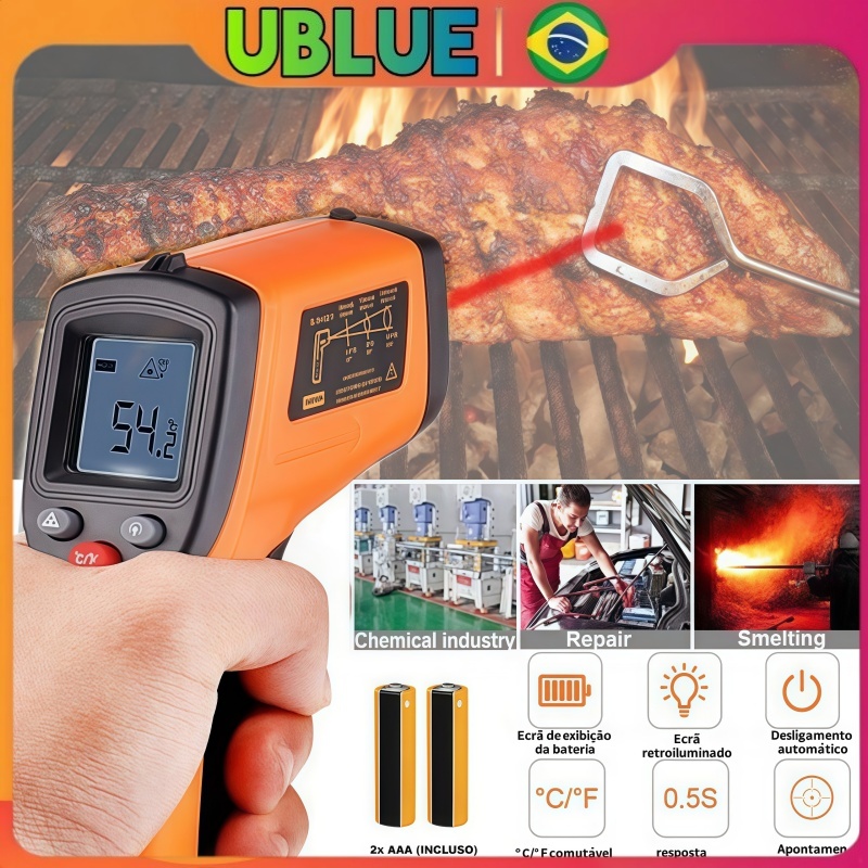 Medição Industrial Da Temperatura Do Laser Infravermelho Digital Termômetro-55oc A 400oc