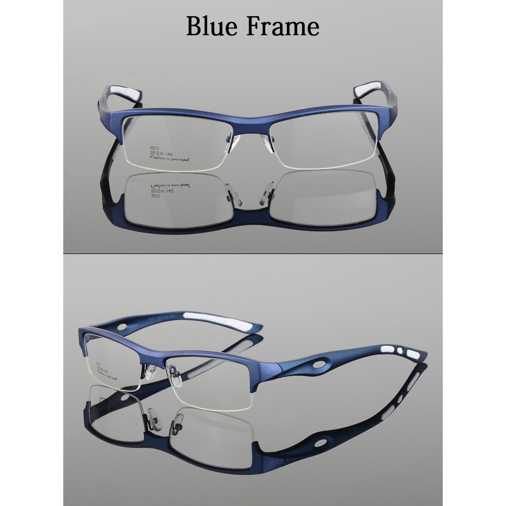 Quadrado Meia Armação De Óculos Ultraleve TR Metal Anti Luz Azul Lente Transparente Esportivos Ópticos Masculinos