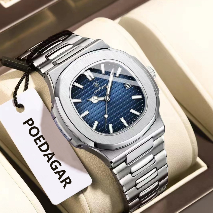 POEDAGAR Topo Relógio Masculino De Negócios Aço Inoxidável Data Quartzo Homem À Prova Dwaterproof Água Luminosa Luxo Rel em Oferta na Shopee