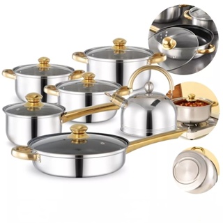 Conjunto de placa antiaderente de aço inoxidável de 5 peças, com 12 tampas e 1 tampa de panela antiaderente, tratamento em Oferta na Shopee