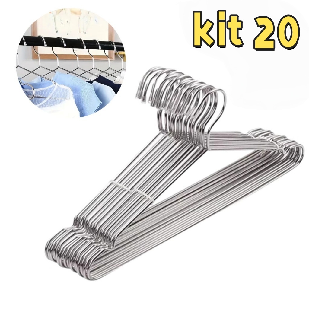 Cabides Titureiro De Luxo Em Aço Cromado Executivo Reforçado Organizar Roupas Closet Qualidade