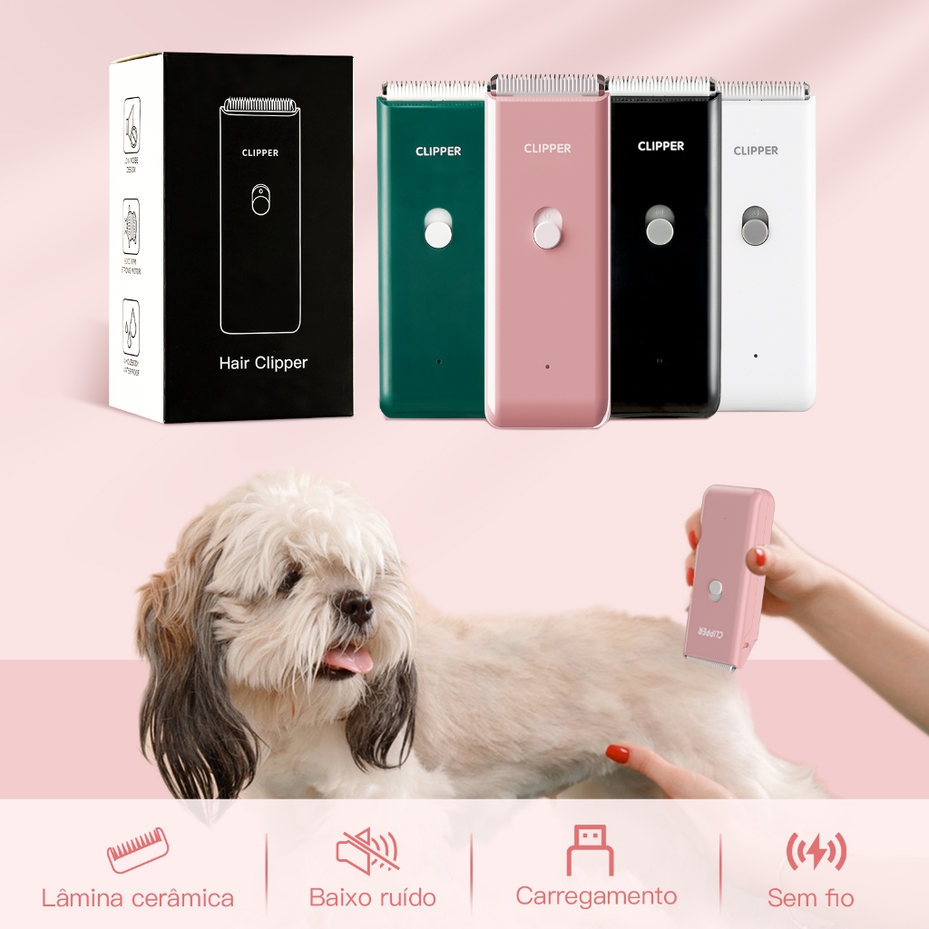 Máquina de Tosar Pet Profissional Silenciosa 6000RPM Recarregável Lâmina Cerâmica à Prova D'Água para Cachorro e Gato