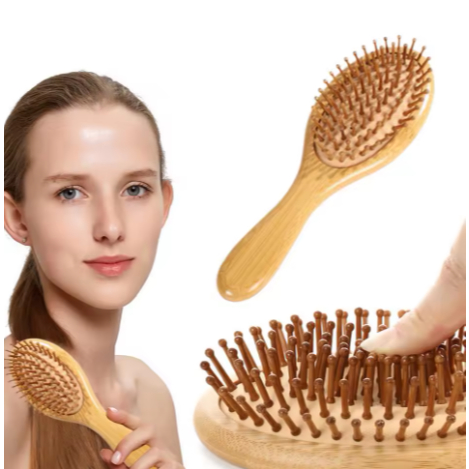 Escova de cabelo de bambu - pentear rapidamente o cabelo, massagem no couro cabeludo, reduzir o Frizz