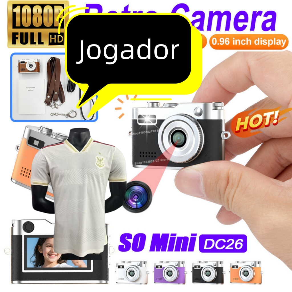 Mini Câmera DC26 0,96 Polegadas 1080P HD Esportiva Estudante Campus Portátil Pequena Câmera CCD Retro