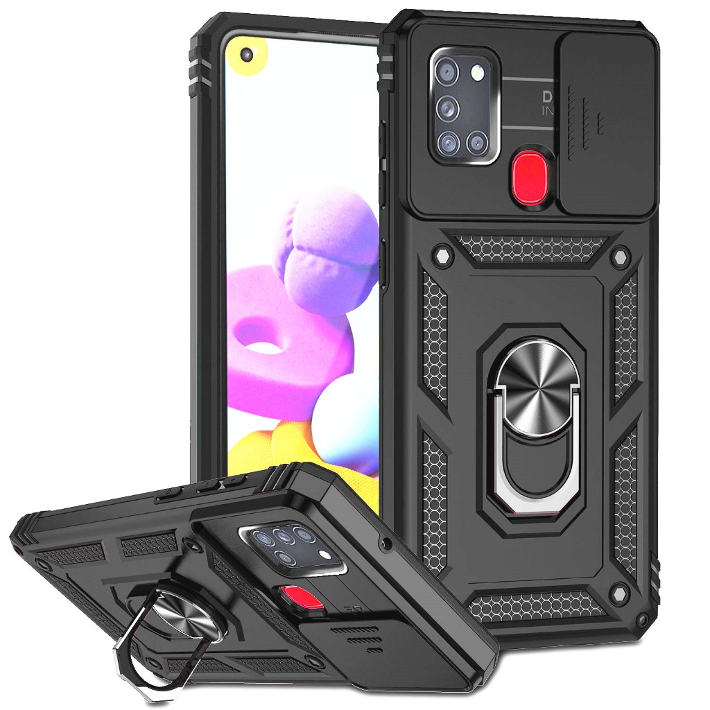 Para Samsung Galaxy A21S Armadura À Prova De Choque Capa Dura Com Proteger A Função Da Câmera E Suporte Magnético De Ane
