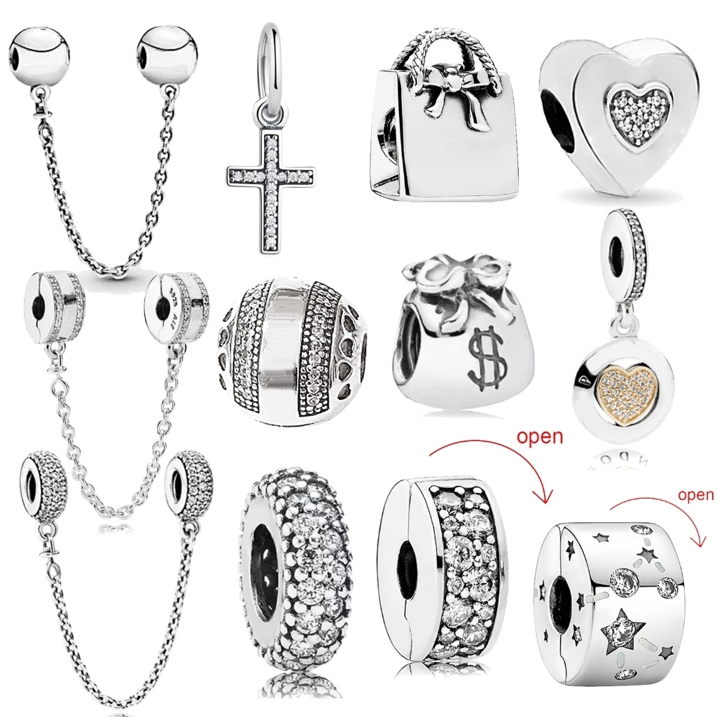 Berloque Pingente Charmes Bijuteria De Prata 925 Fivela fixa Charme para Pulseira Bracelete Acessórios Charms