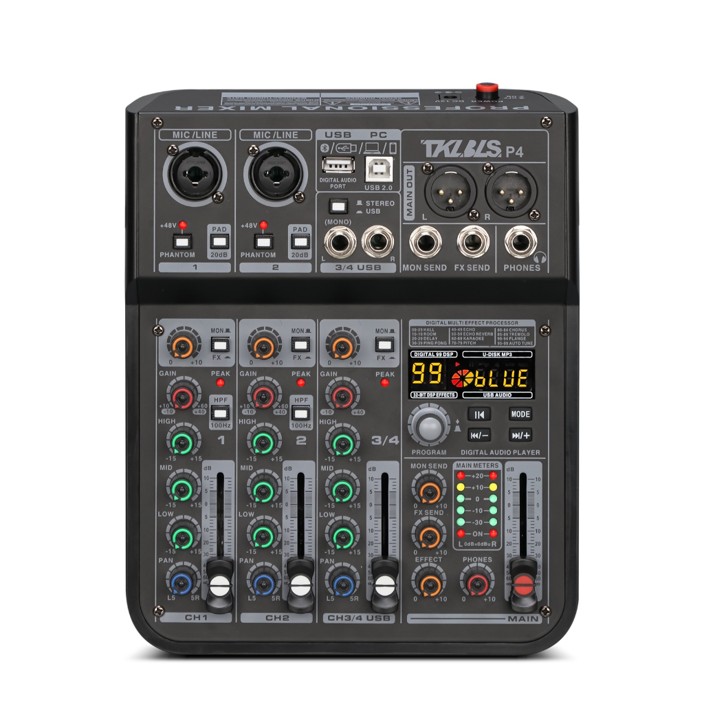 TKLBLS Misturador Mini Mixer De Áudio Portátil 4/7 Canais Mixer de placa de som com Bluetooth USB para Música Podcast