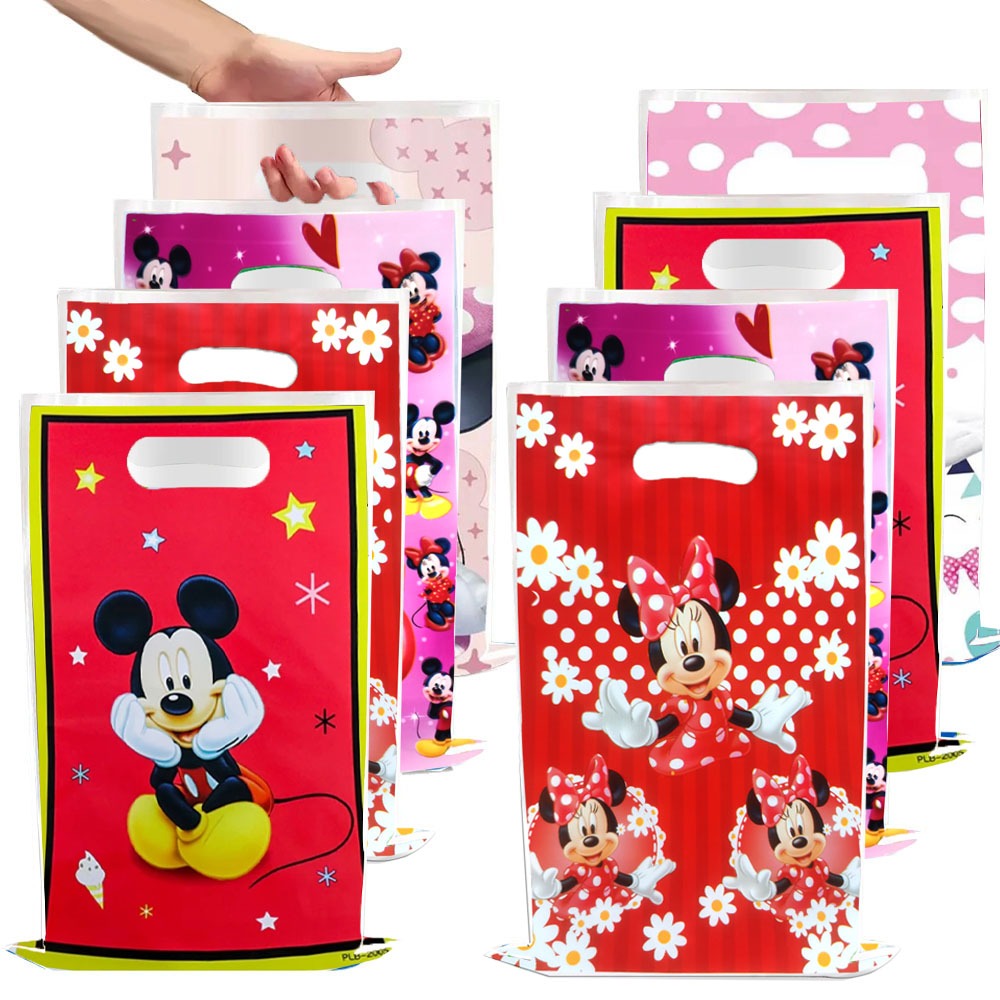 50 Pçs Vermelho Minni Mouse Festa Goodie Sacos De Saque Micke Presente De Doces De Plástico Para Decoração De Aniver em Oferta na Shopee