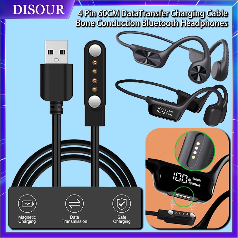 Cabo De Carregamento Magnético De 4 Pinos 60CM Para DGS10/Novo X7/Sanag Condução Óssea Bluetooth Esportes Natação Fone D