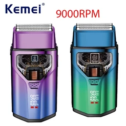 Kemei T400 Barbeador Elétrico De Folha De Barbeiro Recarregável Sem Fio Navalha Profissional Máquina De Barbear Motor Le
