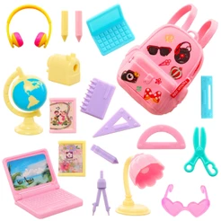 miniatura Cute Dollhouse School Acessórios Computador Régua Globo Lápis Lâmpada de mesa para boneca de 11,5 polegadas