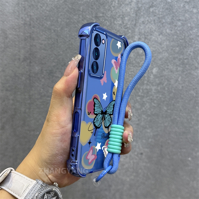 Capa Para Redmi 15 Galvanizada anti-Queda De Telefone Elegante Padrão De Borboleta design Sofisticado Macia Corda De Sus