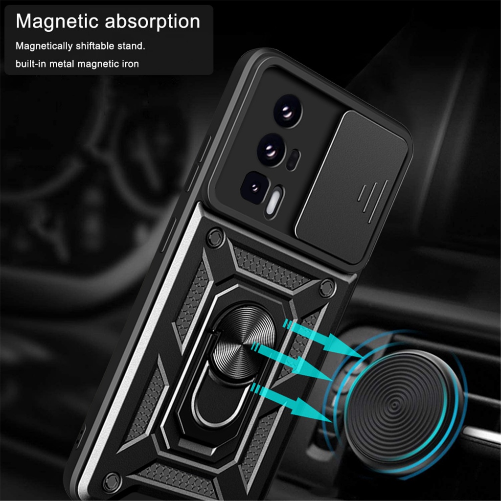 Para Xiaomi Poco F5 Pro 5G Armadura À Prova De Choque Capa Dura Com Proteger A Função Da Câmera E Suporte Magnético Do A