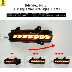 Espelho Retrovisor Lateral LED Luzes De Sinalização Sequencials Compatíveis Com Honda Civic , City , Crider , Jade-,