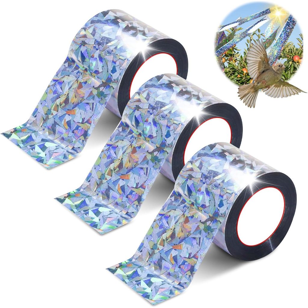 Fita Reflexiva Para Assustar Pássaros 45m/80m – Anti Pombos Aves Repelente Brilho Proteção Jardim E Telhado