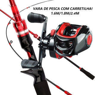 Vara de pesca telescópica Fibra de carbono de bambu Vara de pesca com carretilha 1.6M-2.1M Vara De Pesca CarretelMax30KG