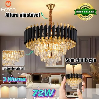 LED Luz de cristal pendente lustres Três tons de iluminação moderno Adequado para sala de jantar sala de estar quarto