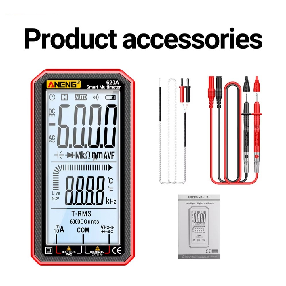 Multímetro Digital ANENG 620A-6000 Contagens True RMS Com Caixa À Prova De Quedas E Testador De Campainha em Oferta na Shopee