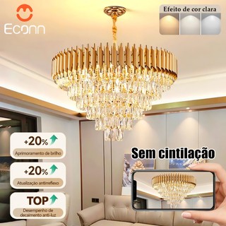 Luz de cristal pendente Design moderno Três tons de iluminação Romântico cristal Adequado para quarto e sala de estar