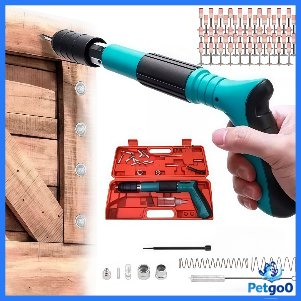 Pistola de Fixação Finca Pino Ação Direta + 30 Rebites Gesso Drywall Madeira Janela