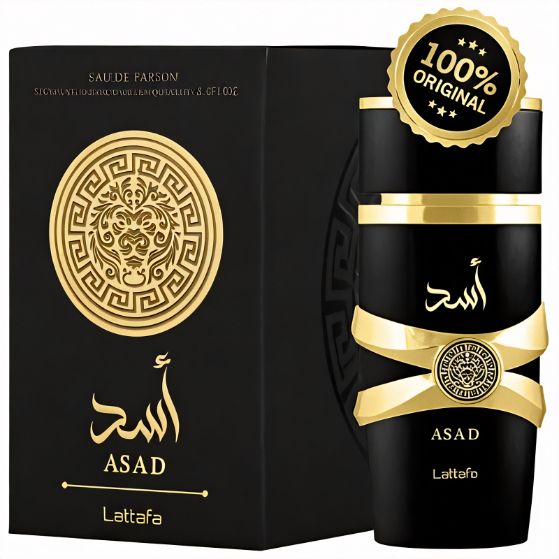 Perfume Árabe Asad Lattafa Preto Masculino Intenso e Oriental 100ml