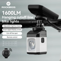 ROCKBROS 1600LM Luz Frontal De Bicicleta Suspensa Linha De Corte Ajustável Com Controle Remoto