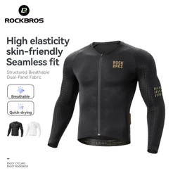 ROCKBROS Camisa De Bicicleta Masculina Elástica Respirável De Secagem Rápida Mangas Compridas Sem Costura Ajuste MTB De