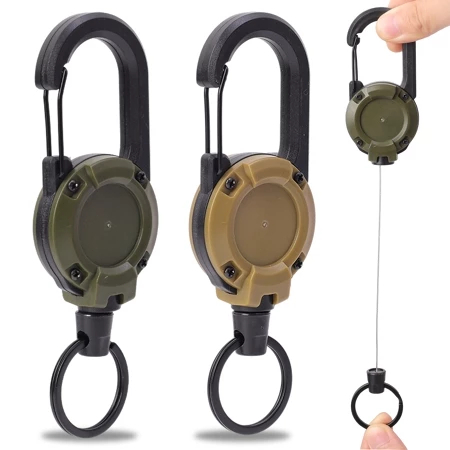 Mosquetão De Arame De Aço Retrátil Para Serviço Pesado-Fivela De Corda Telescópica Fácil De Puxar-Gancho Chaveiro Anti-P