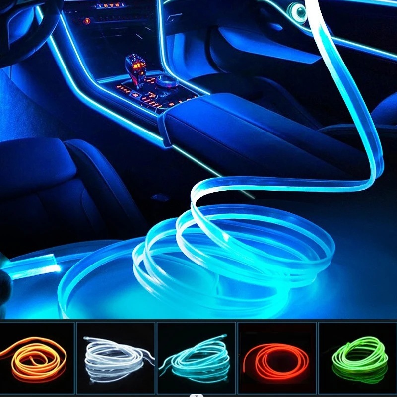 Luz atmosférica Luz de carro Fita LED Neon Automotiva 3 Metros 7 cores RGB em Oferta na Shopee