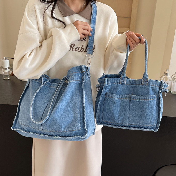 Bolsa jeans Casual de grande capacidade Bolsa de ombro Bolsa mensageiro Bolsa grande Bolsa de lona