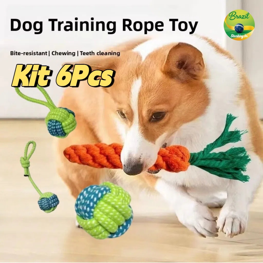 Brinquedo Pet Corda, kit com 6 Unidades , Mordedor para Cachorro, Resistente Interativo, Porte Médio em Oferta na Shopee