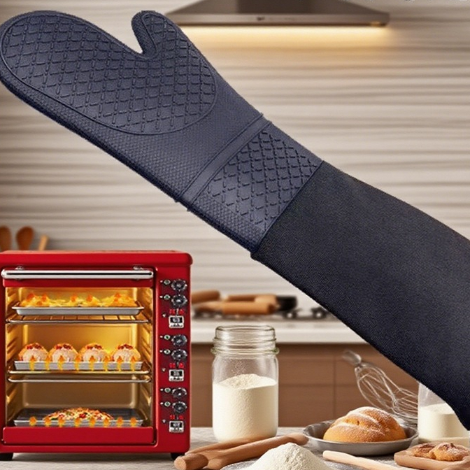 Luva Cozinha Térmica Forno Fogão 50cm Industrial Alta Temperatura Profissional Silicone Algodão