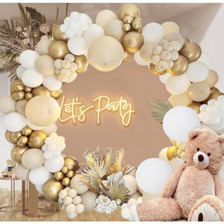 Kit 185 Balões Bege + Branco + Dourado N°5 e 9 Metalizado - Balão Bexiga Liso/Cromado Para Festas em Oferta na Shopee