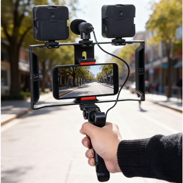 Estabilizador Kit Video Making Suporte De Gaiola De Coelho Com Tripés Móvel Para Celular E Câmera