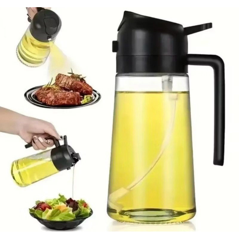 Borrifador de Óleo 470ml 2 em 1 Borrifa e Despeja para Cozinha, Churrasco e Air Fryer