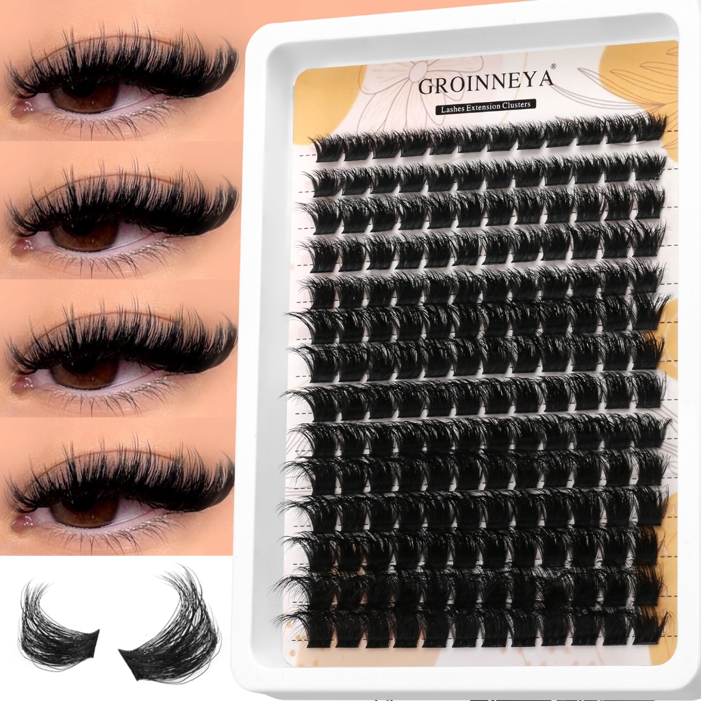 ​​GROINNEYA Extension de Cílios Tufos 3D Volumosos e Faro para DIY​ Extensão de Cílios