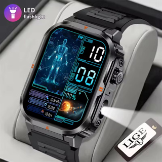 LIGE Relógio Inteligente Masculino Lanterna LED AI Voz Multi-Função Esportes Ao Ar Livre Smartwatch À Prova D'água em Oferta na Shopee