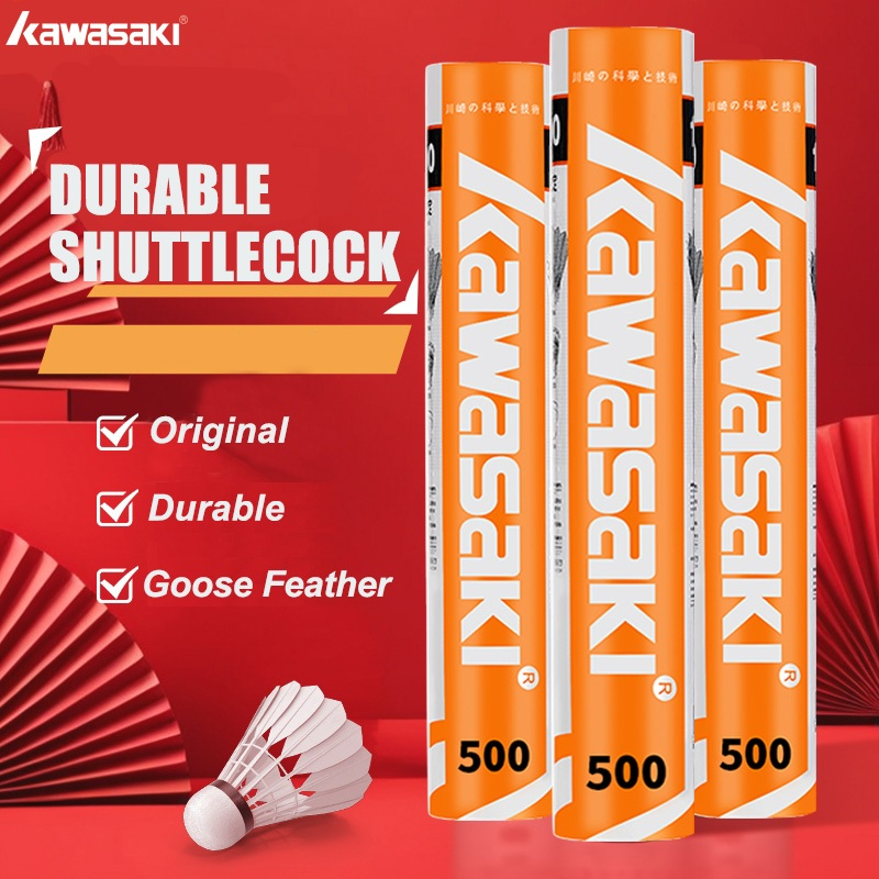 Peteca Kawasaki 12PCS King Kong 500 , 200 E 10 3 Em 1 Pena De Ganso De Badminton Durável Estável Para Exercícios De Trei em Oferta na Shopee