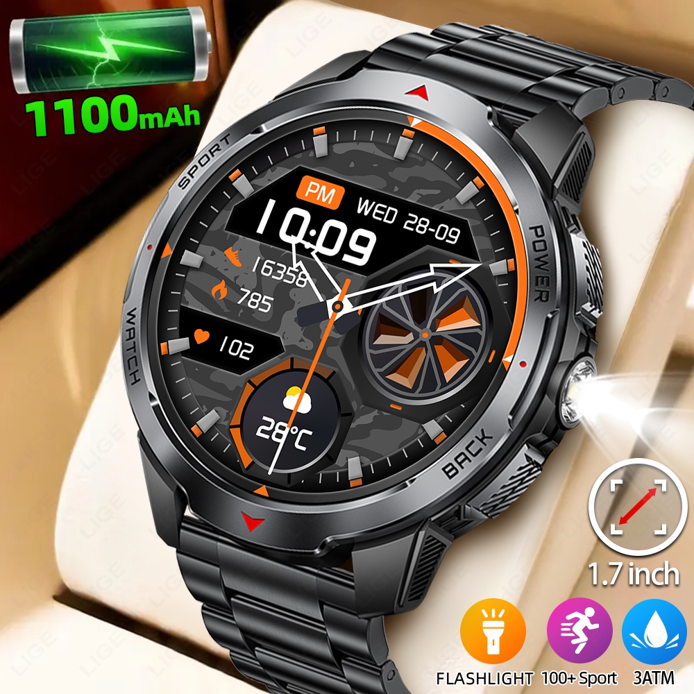 LIGE Smartwatch Relógio Inteligente Masculino , À Prova D'água , 1100mAh , Bateria Grande , Monitor De Saúde , Frequênci