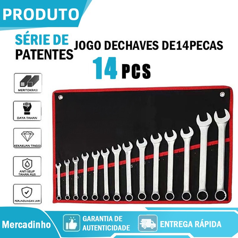 Jogo De Chave Combinada  set 14 peças profissional aço carbono combinação chave fixa em Oferta na Shopee